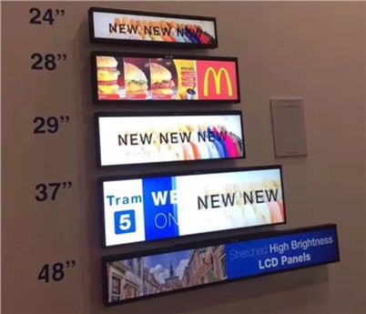 28 inci Ultra Wide Stretched Bar Type LCD Display Digital Signage Factory OEM